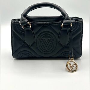 Valentino Orlandi Mini Quilted Tote Bag Black. Vegan Leather. NWT Sealed